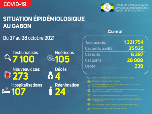 Coronavirus au Gabon&nbsp;: point journalier du 28 octobre 2021