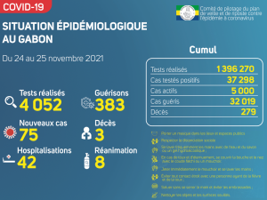 Coronavirus au Gabon&nbsp;: point journalier du 25 novembre 2021