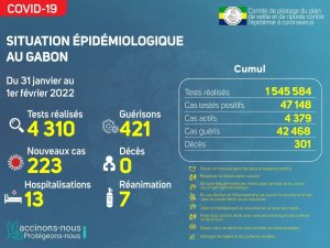 Coronavirus au Gabon&nbsp;: point journalier du 1er février 2022